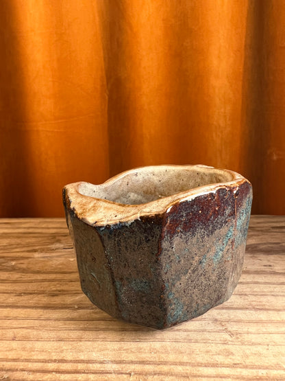 Kurinuki style single pottery shot glass - handmade pottery