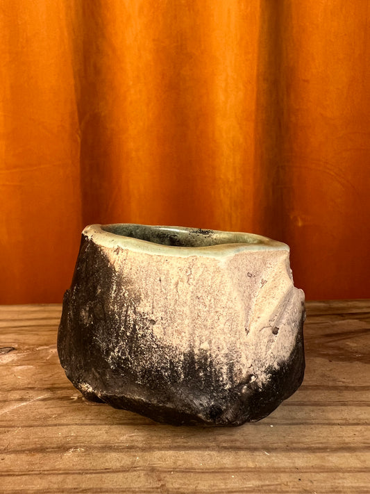 Kurinuki style single pottery shot glass - handmade pottery