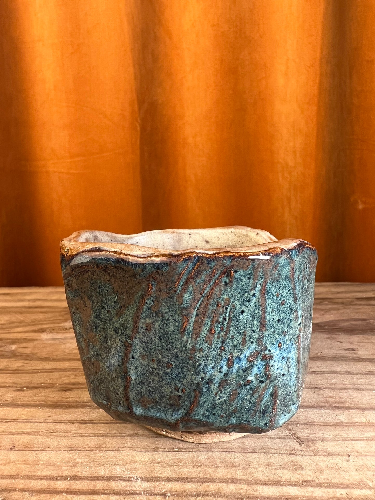 Kurinuki style single pottery shot glass - handmade pottery