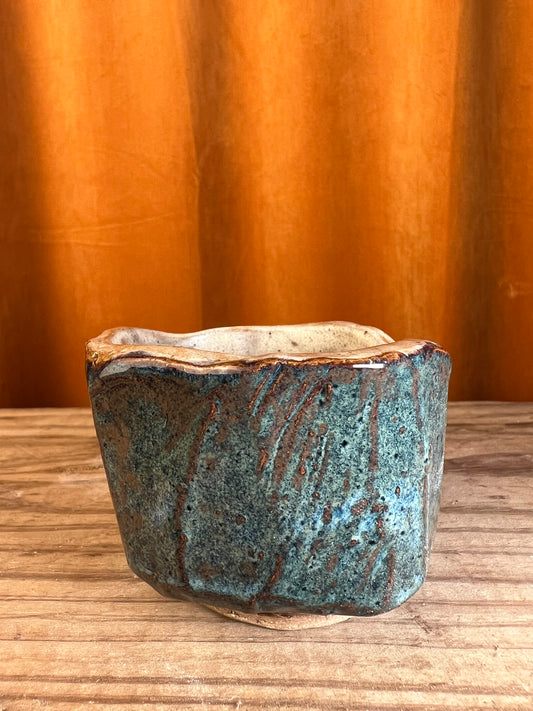 Kurinuki style single pottery shot glass - handmade pottery