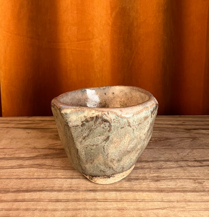 Kurinuki style single pottery shot glass - handmade pottery