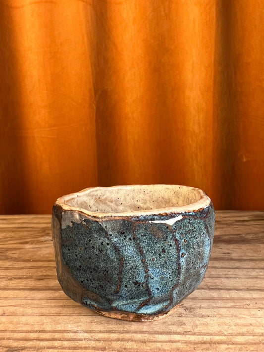 Kurinuki style single pottery shot glass - handmade pottery