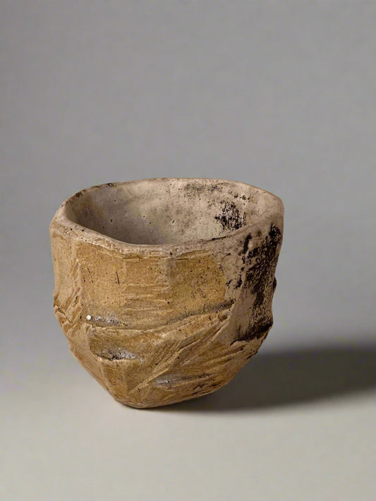 Kurinuki style single pottery shot glass - handmade pottery