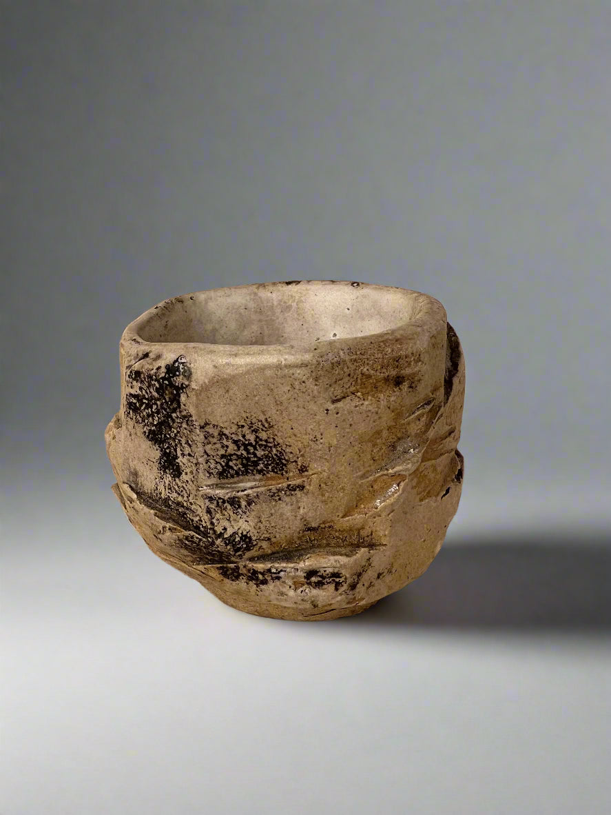 Kurinuki style single pottery shot glass - handmade pottery